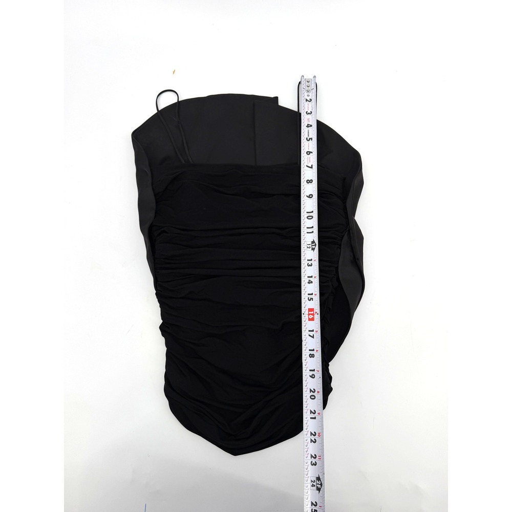 Magda Butrym x H&M Black 3D Flower Rosette Ruched Bustier Top Spaghetti Strap - Picture 7 of 8